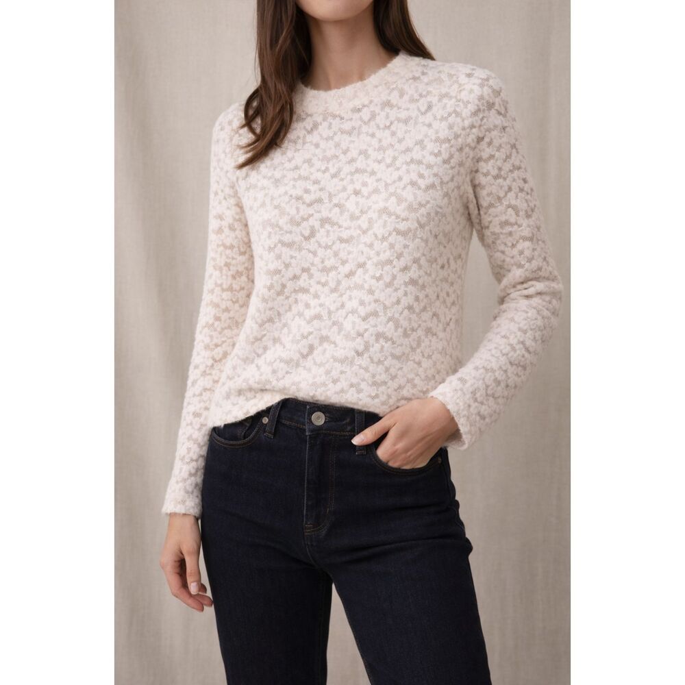 White House Black Market Lace Sweater Light Pink Long Sleeve Top S